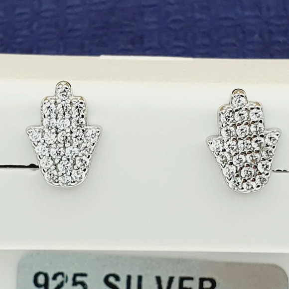 "#925 Sterling Silver CZ Stud Earrings for Women/Girl, US925P1013 - Picture 1 of 11
